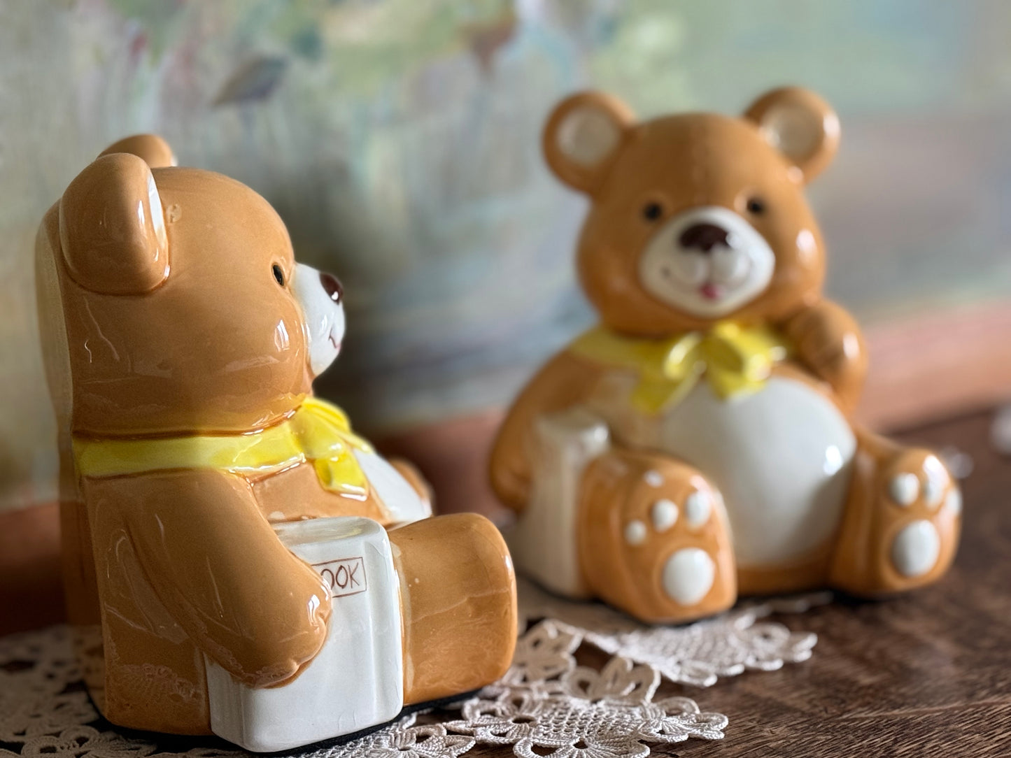 🧸 Ceramic Teddy Bear Bookends (Pair)