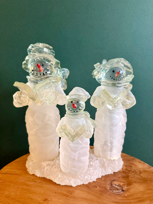 Frosted Glass Snowman Family – Vintage Christmas Decoration