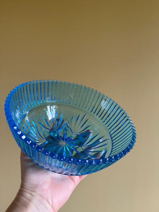 Vintage, blue glass bowl.