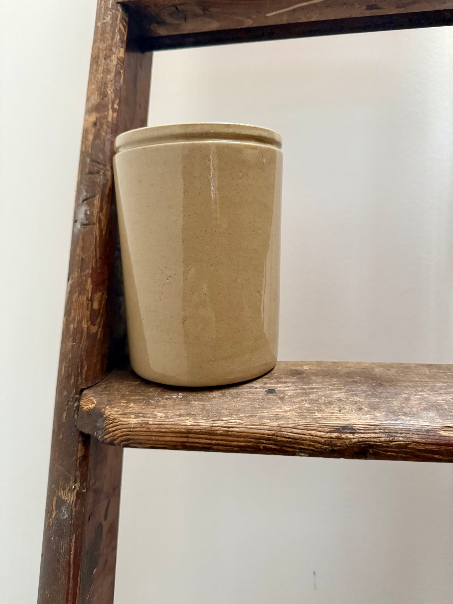 Vintage Stoneware Utensil Pot / Rustic Kitchen Crock – Mid Century