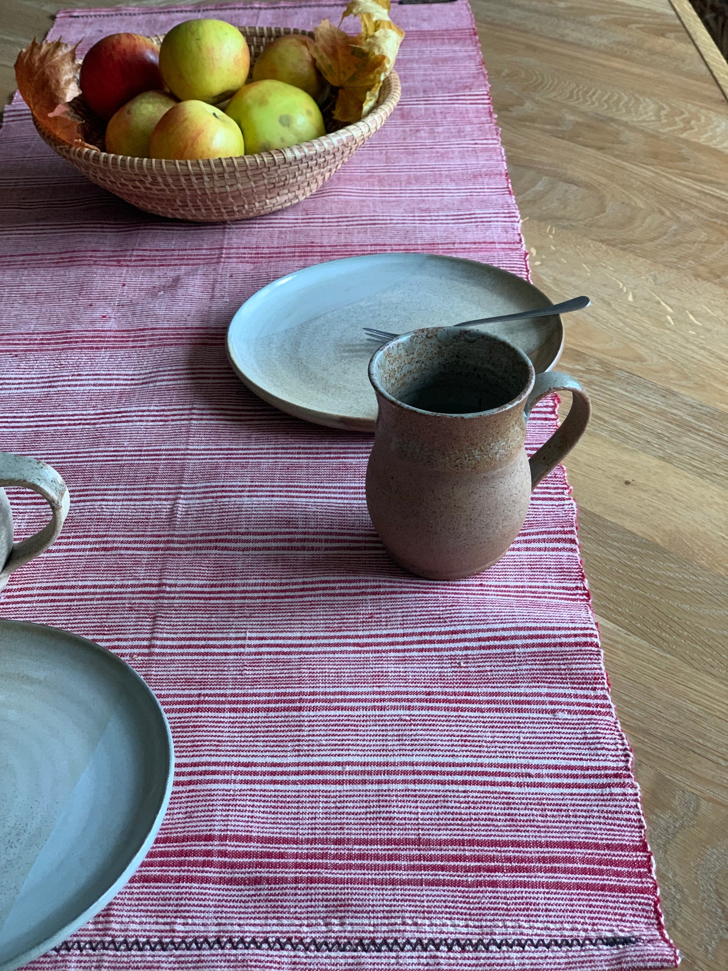 Organic, antique, handwoven 100 % cotton table runner.