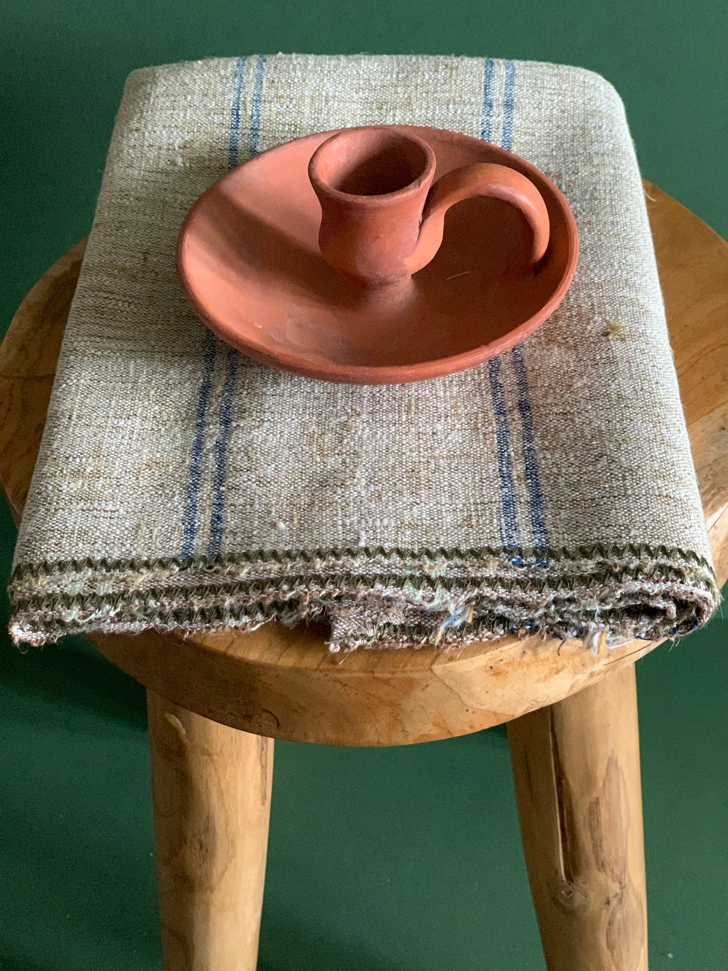 Antique, handwoven, 100% flax linen table runner.