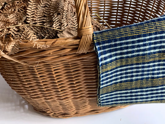 Antique, handwoven cotton tea towel.