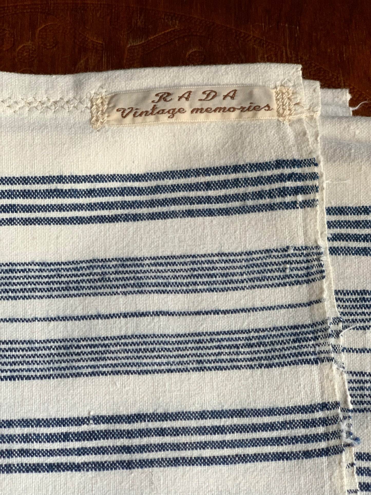 Antique, handwoven cotton table runner / kitchen cloth.