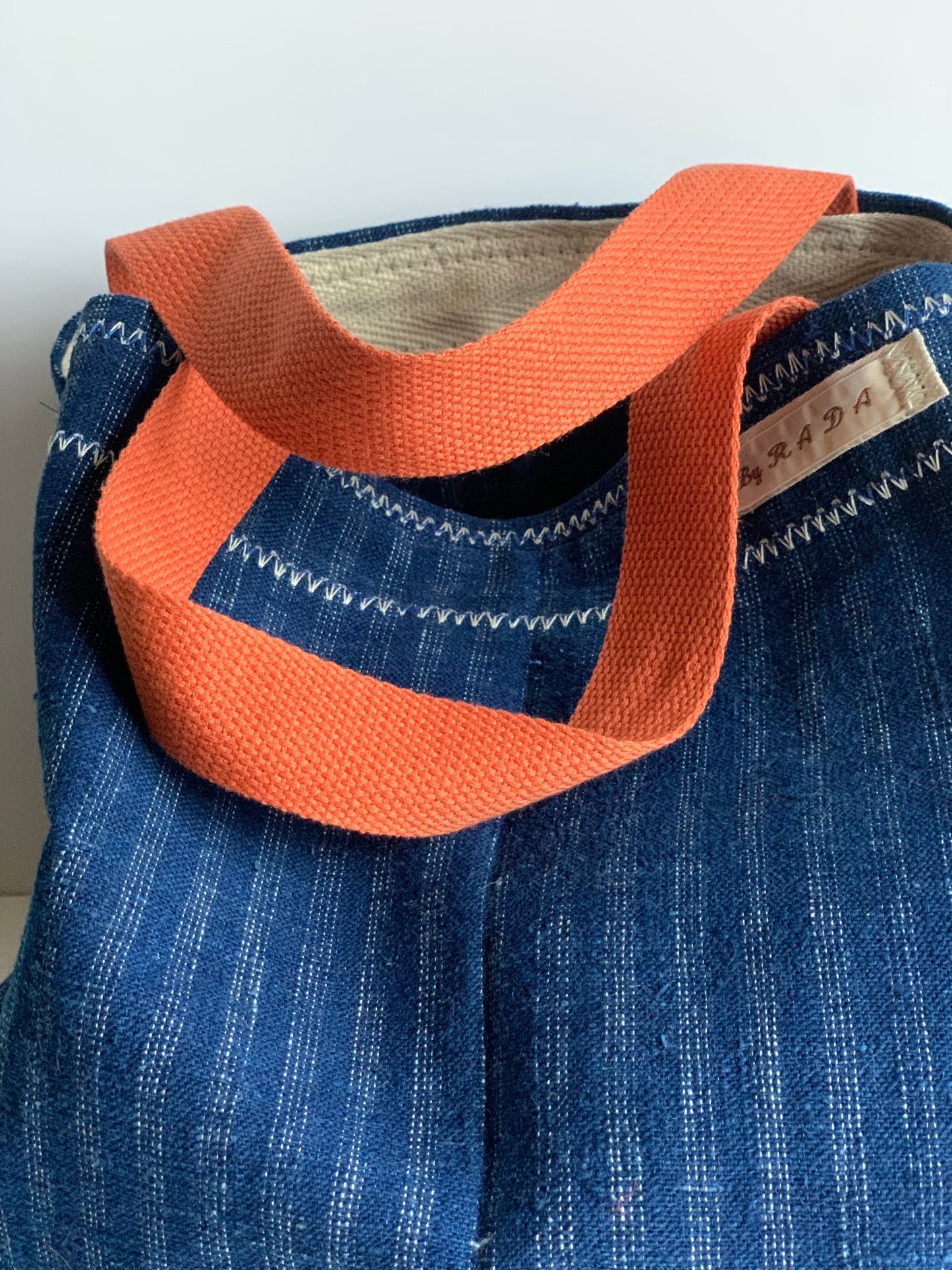 Antique, handwoven cotton tote.