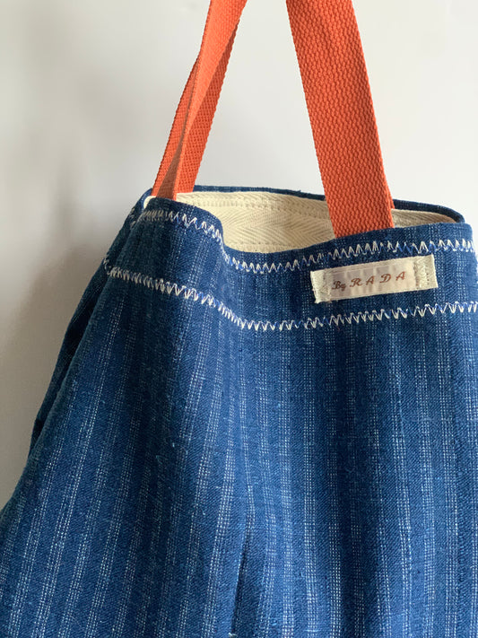 Antique, handwoven cotton tote.