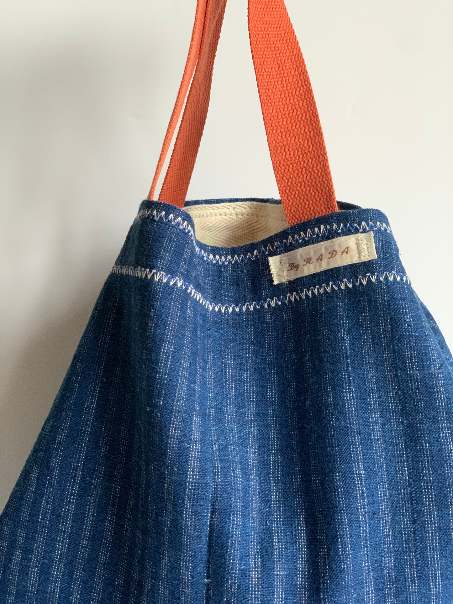 Antique, handwoven cotton tote.