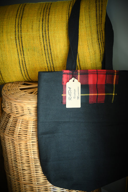 Antique, handwoven cotton tote.