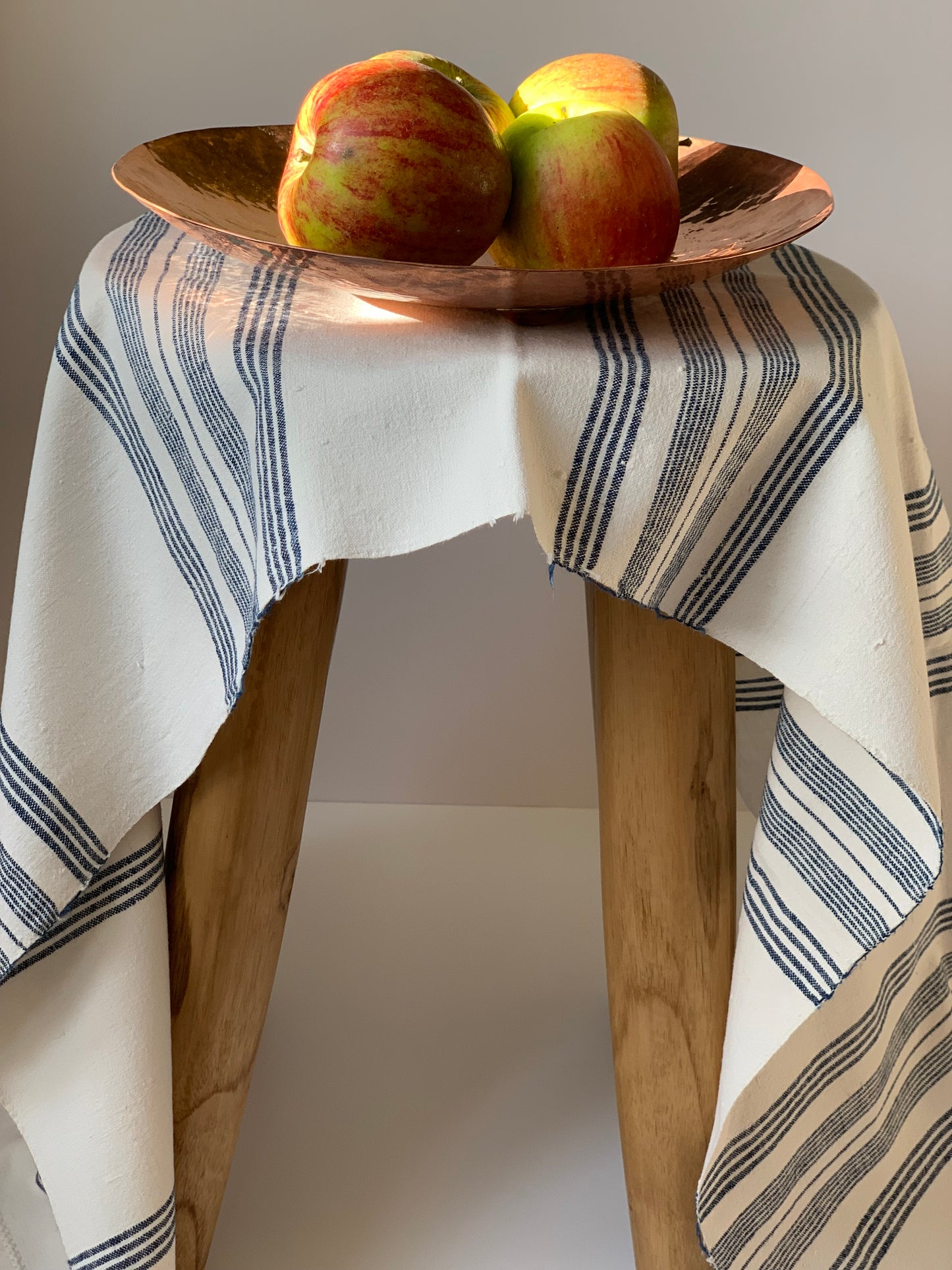 Antique, handwoven cotton table runner / kitchen cloth.