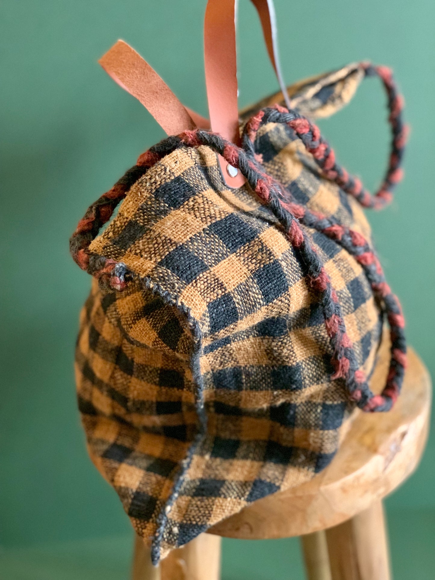 Antique, hand woven hemp tote.