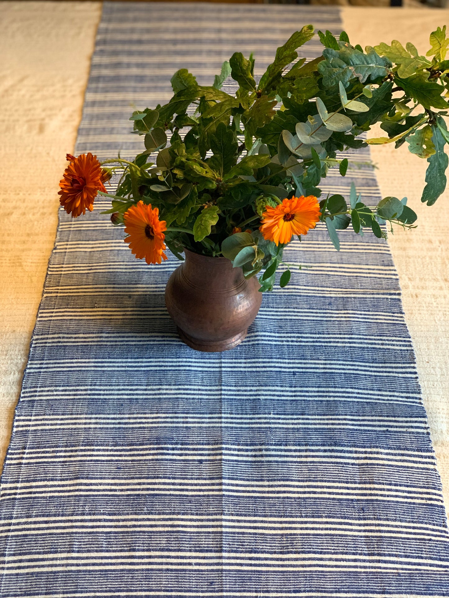 Antique, handwoven cotton table runner.