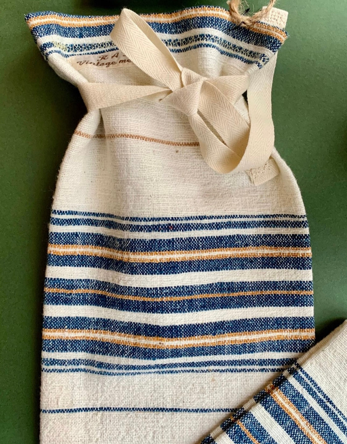 Antique, handwoven, cotton bread bag.