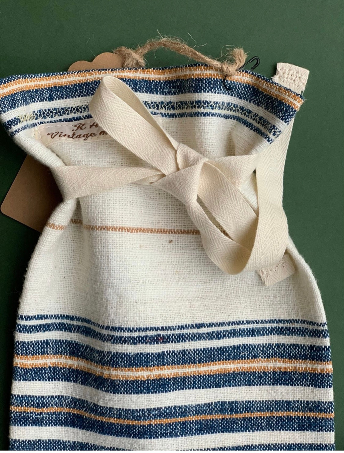 Antique, handwoven, cotton bread bag.